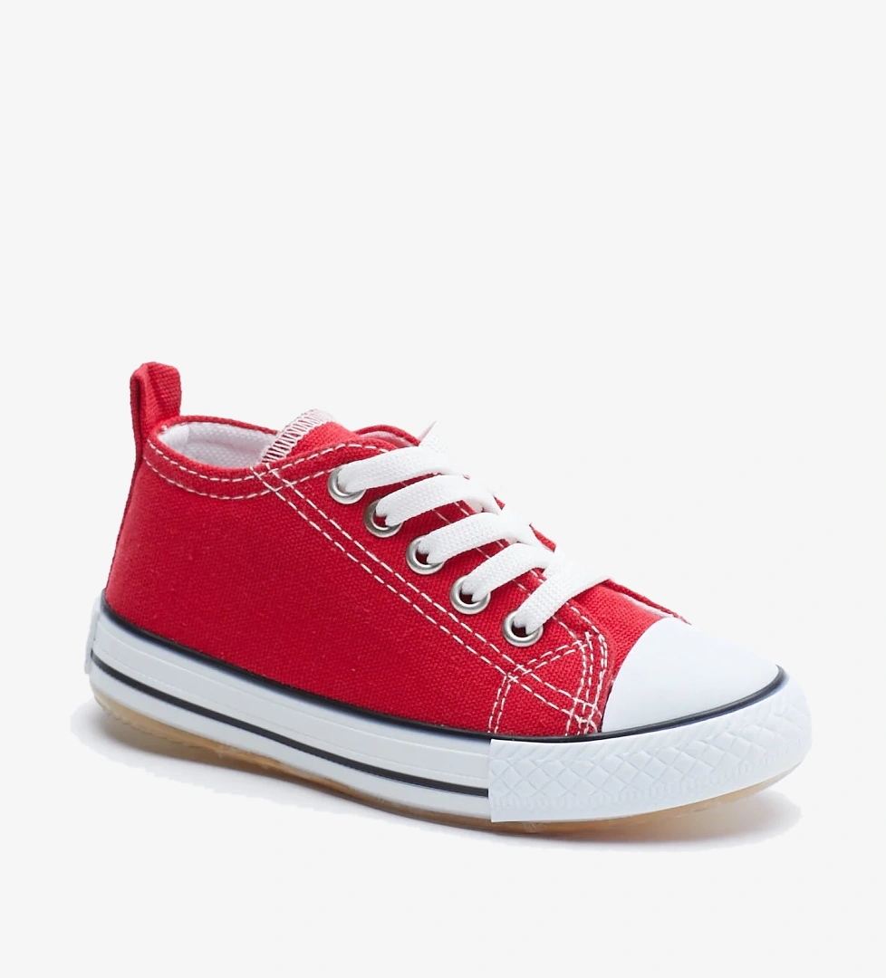 Çocuk Unisex Kırmızı Rahat Kalıp Işıklı Bağcıklı Spor Ayakkabı