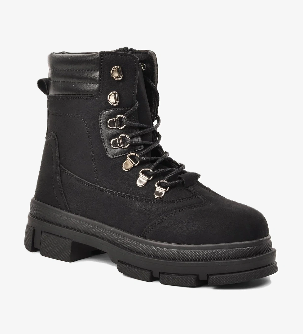 Walkway Sumi Siyah-Zümrüt İçi Kürklü Fermuarlı Kadın Bot model görseli