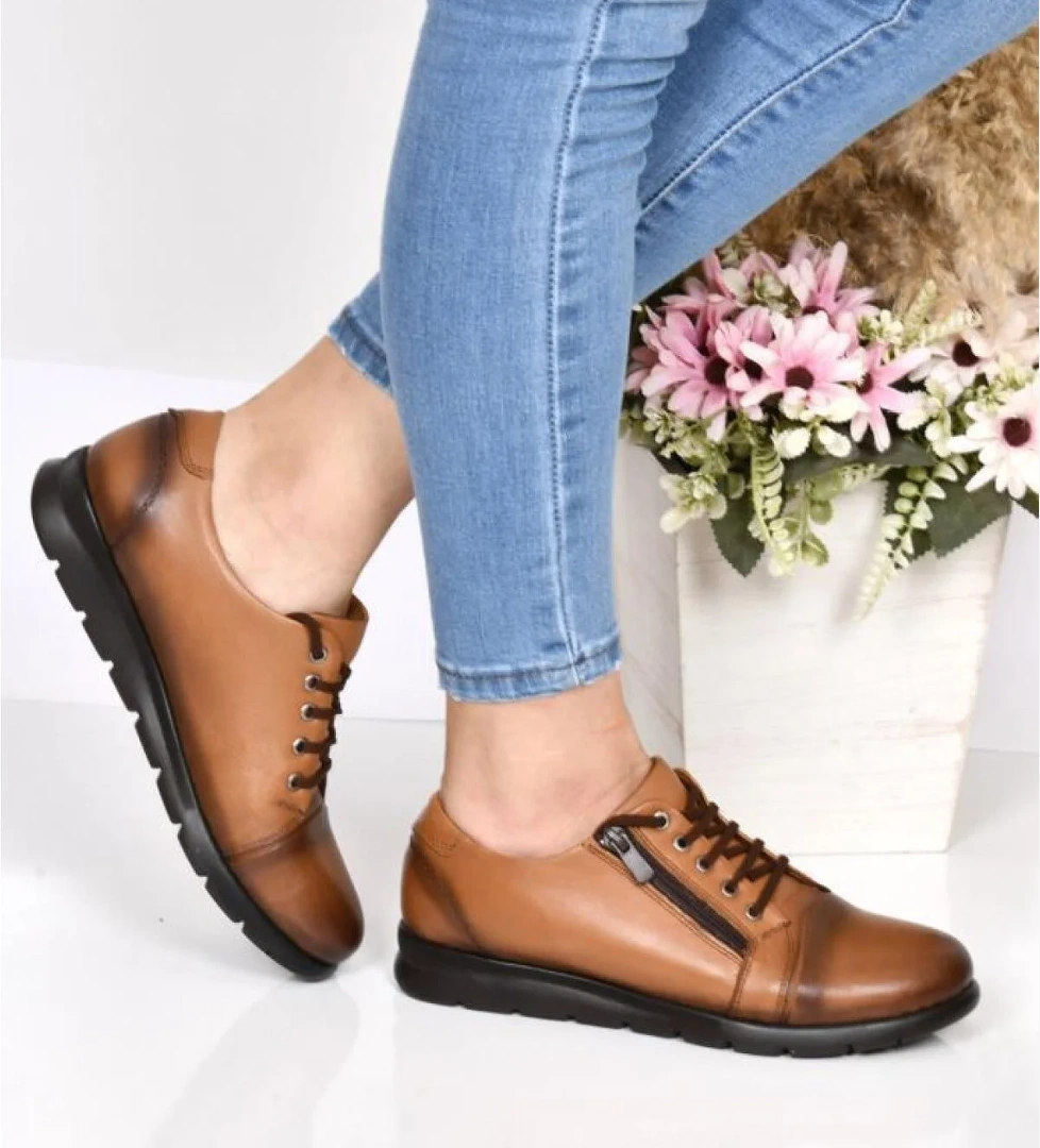 Scavia 02276 Orto Pedik Kadın Deri Günlük Ayakkabı - Görsel 1