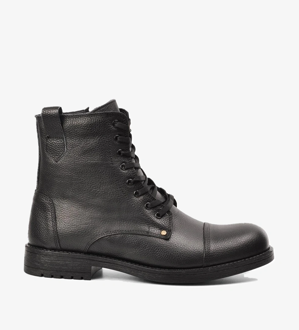 465 Siyah İçi Kürklü Hakiki Deri Erkek Bot - Görsel 1