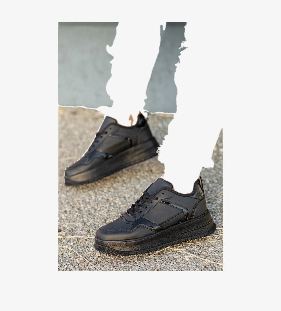 Bağcıklı Kadın Spor Ayakkabı SİYAH SİYAH