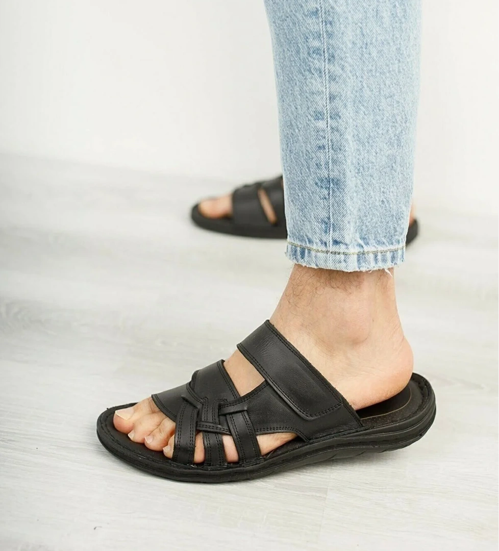 Ayakkabiburada 034 Günlük Hakiki Deri Erkek Terlik