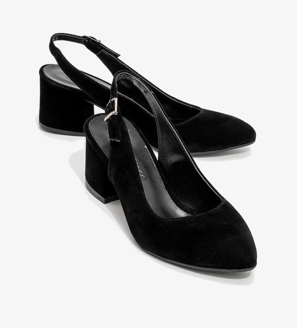 Kadın Günlük Topuklu Ayakkabı SİYAH SÜET