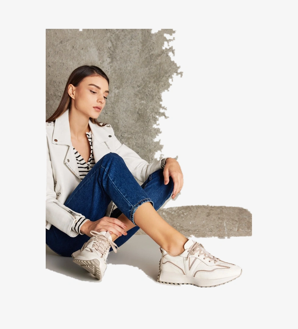 Kadın Hakiki Deri Sneaker 1431000Z4660 Krem