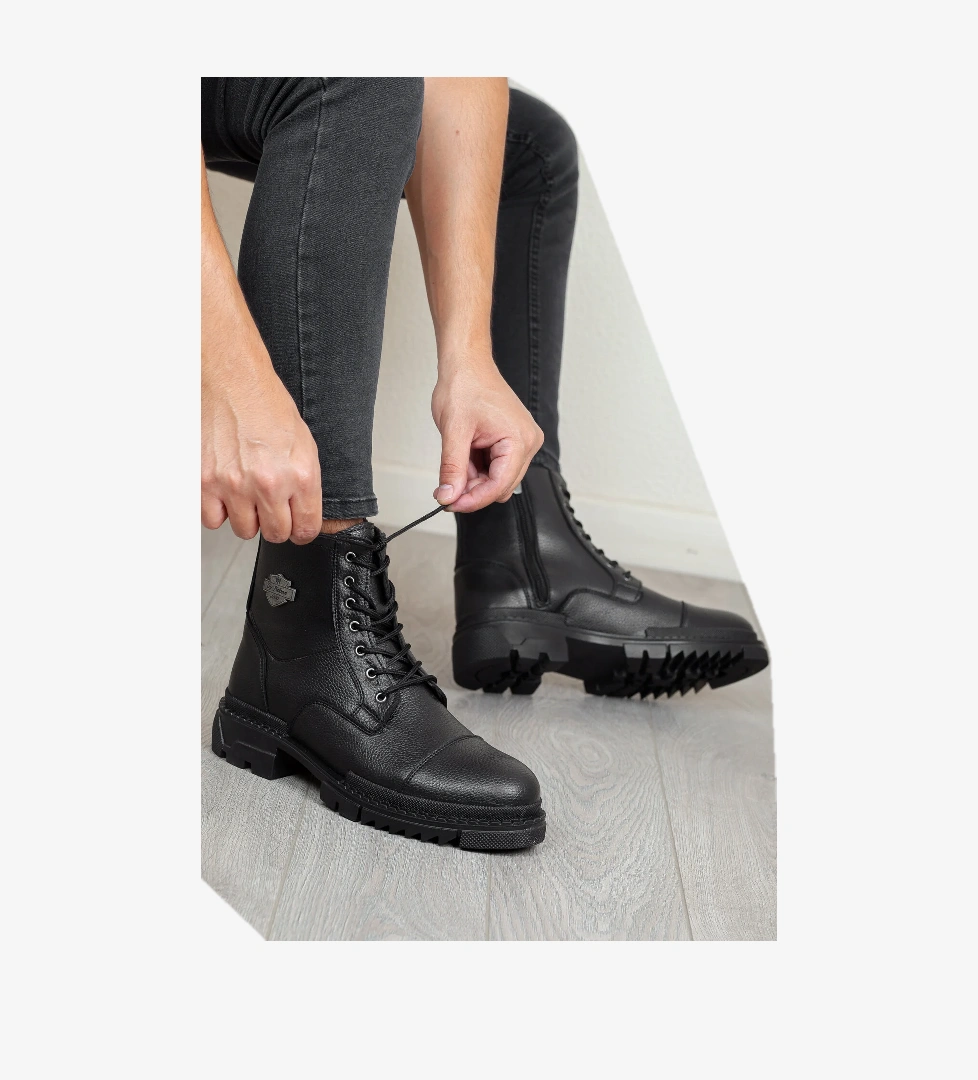 Daxtors D114 Garantili Ürün Erkek Kışlık Soğuk Geçirmez Bot Ortopedik Bot_siyah model görseli