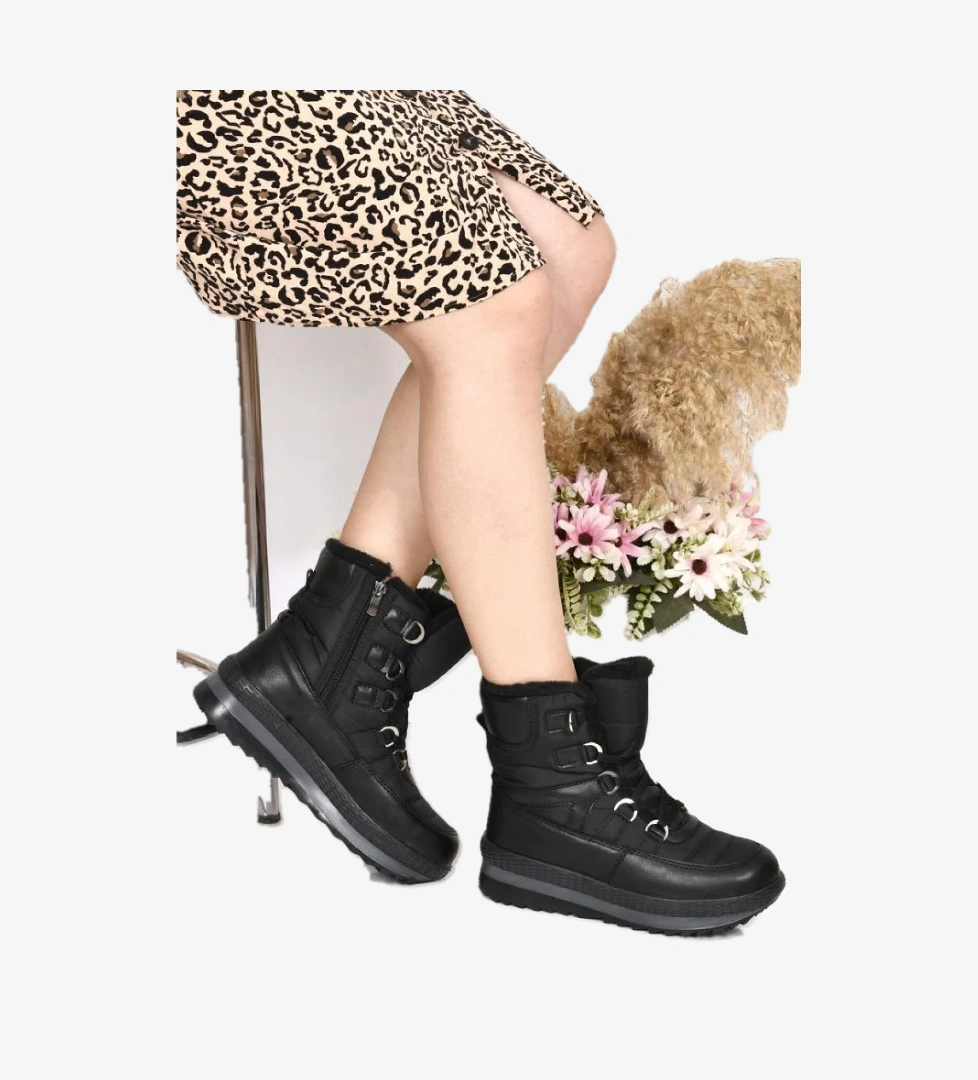 Twi̇ngo Twi̇ngo Siyah Twingo 895 Kadın Termal Kürklü Kar Bot | Flo Siyah - 1. görsel