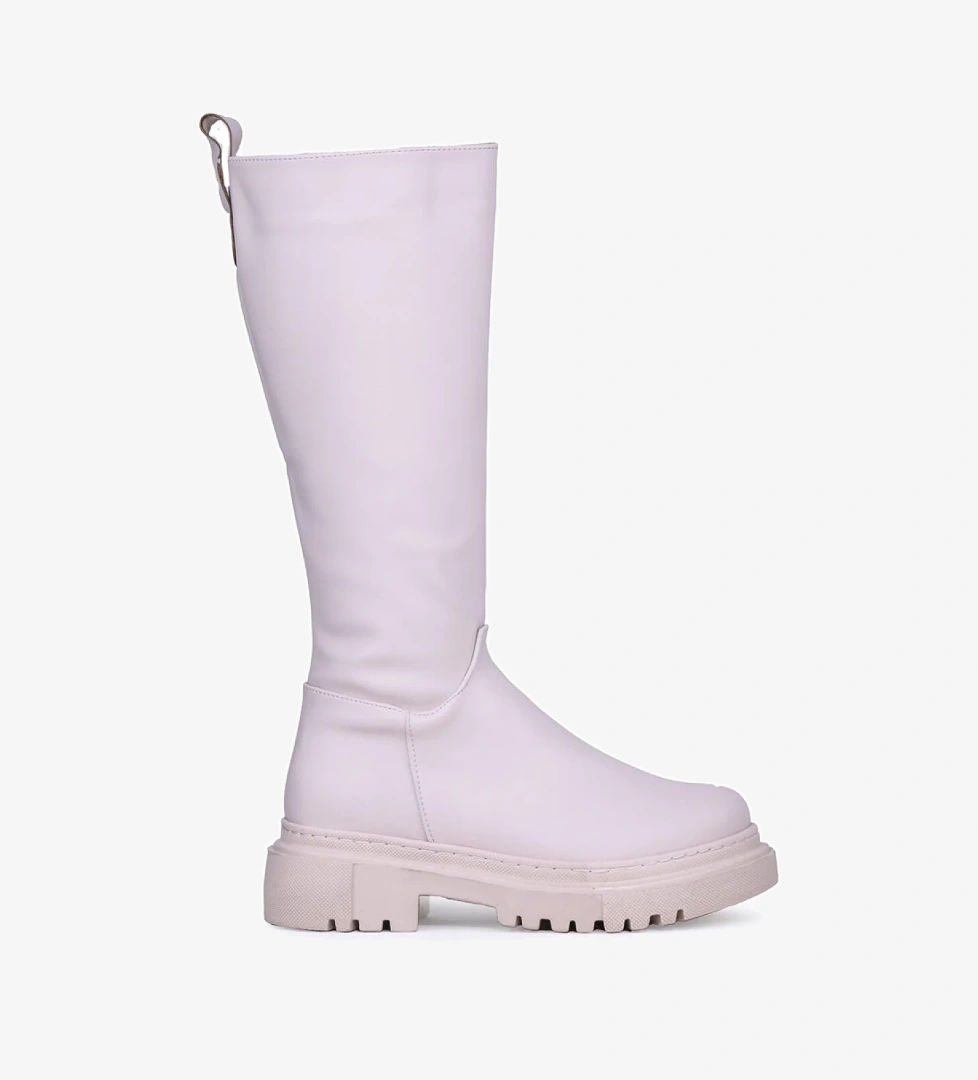 Ghattix Kadın Düz Çizme Fermuarlı Bot Kaymaz Kauçuk Taban Bej model görseli