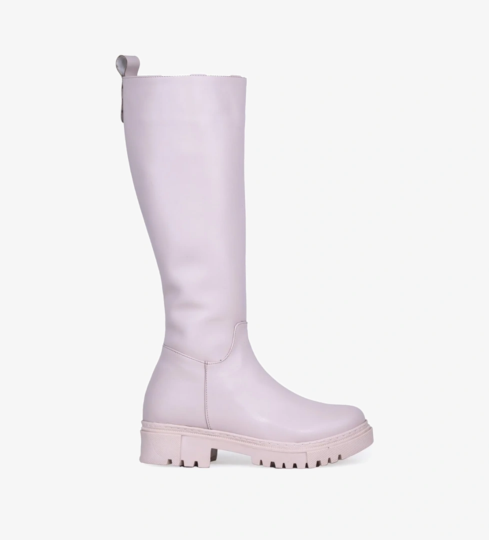 Ayakkabix Ghattix Kadın Çizme Dizaltı Fermuarlı Düz Taban Bej model görseli