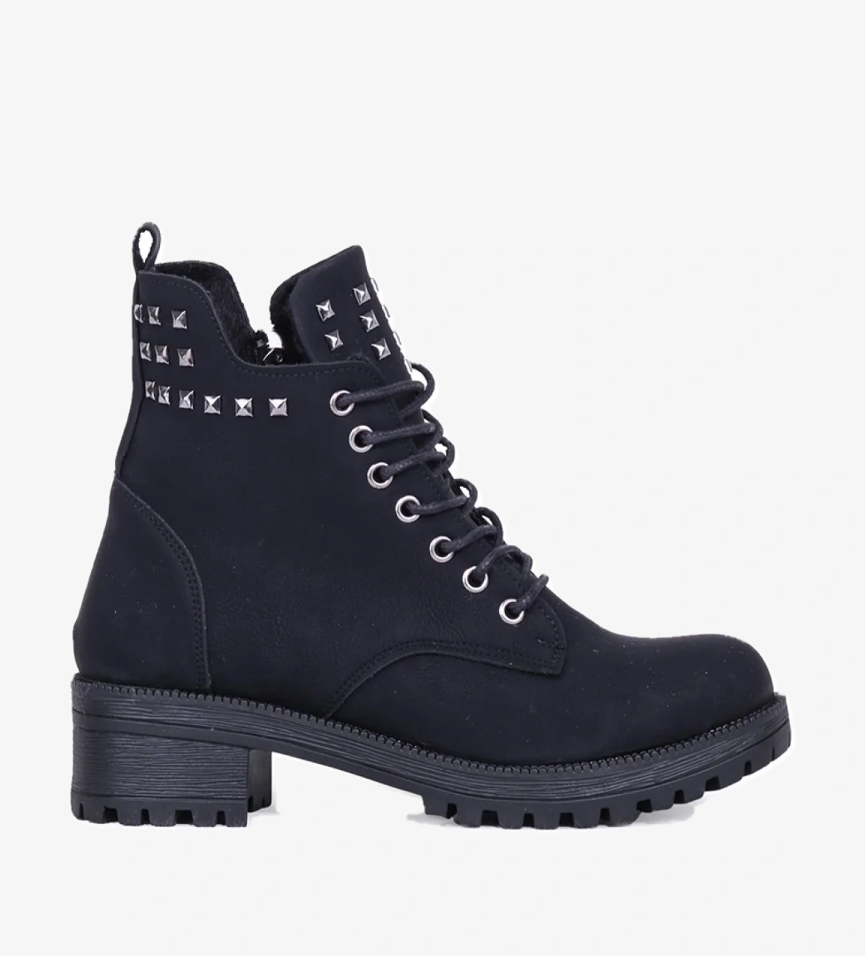 Pule Kışlık Kaymaz Taban Kadın Düz Bot Az Topuklu Siyah - Görsel 1