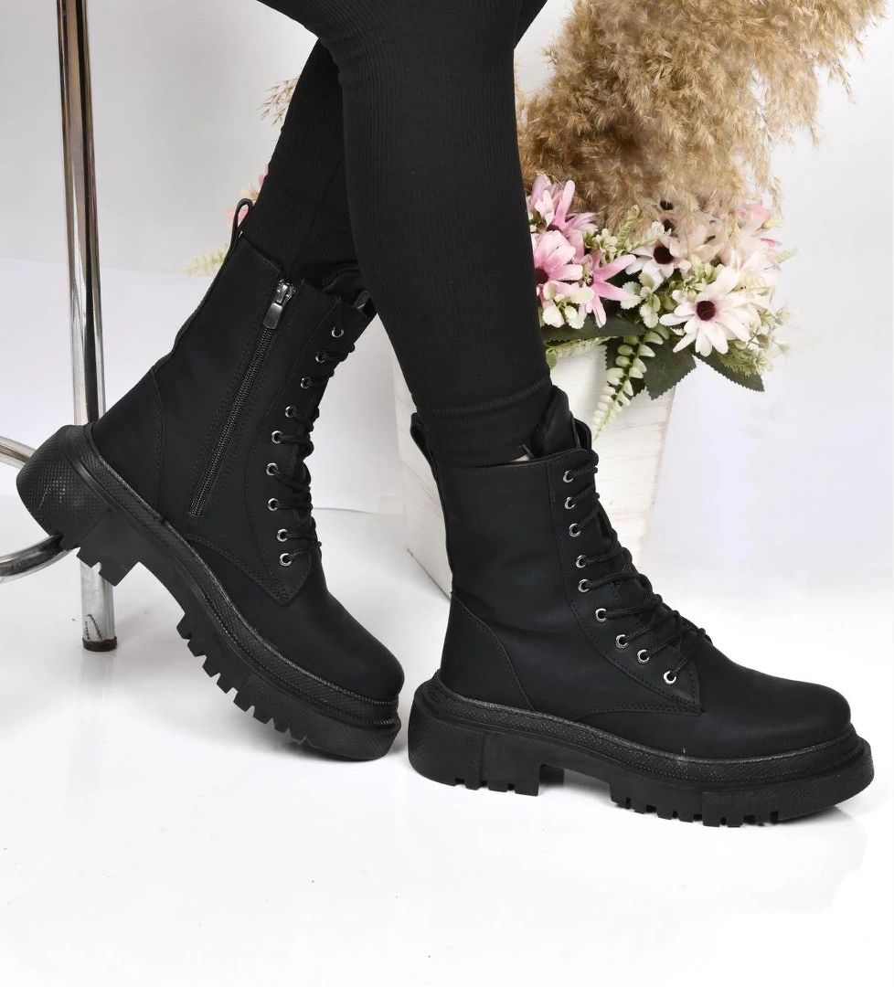 M.p MP 222-2770 Siyah Fermuarlı Kadın Düz Bot Ayakkabı model görseli