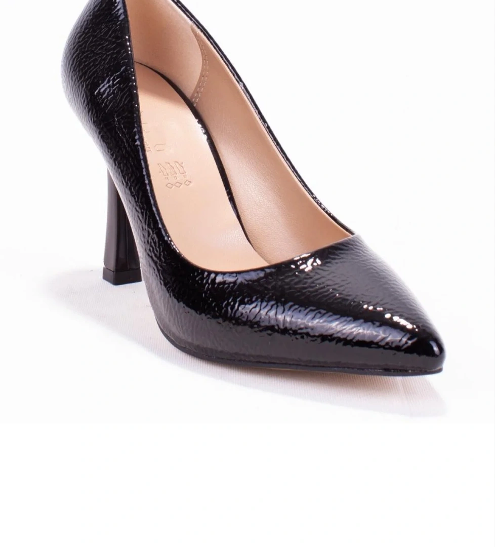 DZA07-388451 Siyah Rugan Stiletto Topuklu Kadın Ayakkabı
