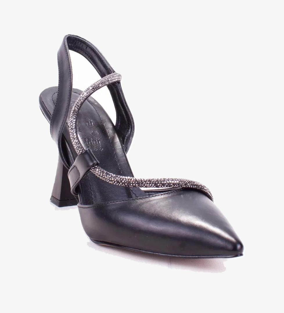 Dagoster Dza07-396155 Siyah Simli Abiye Topuklu Kadın Ayakkabı model görseli