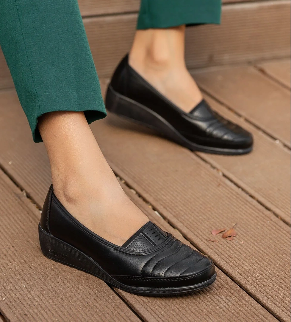 Kaydırmaz Taban Kadın Babet SİYAH CİLT - Görsel 1