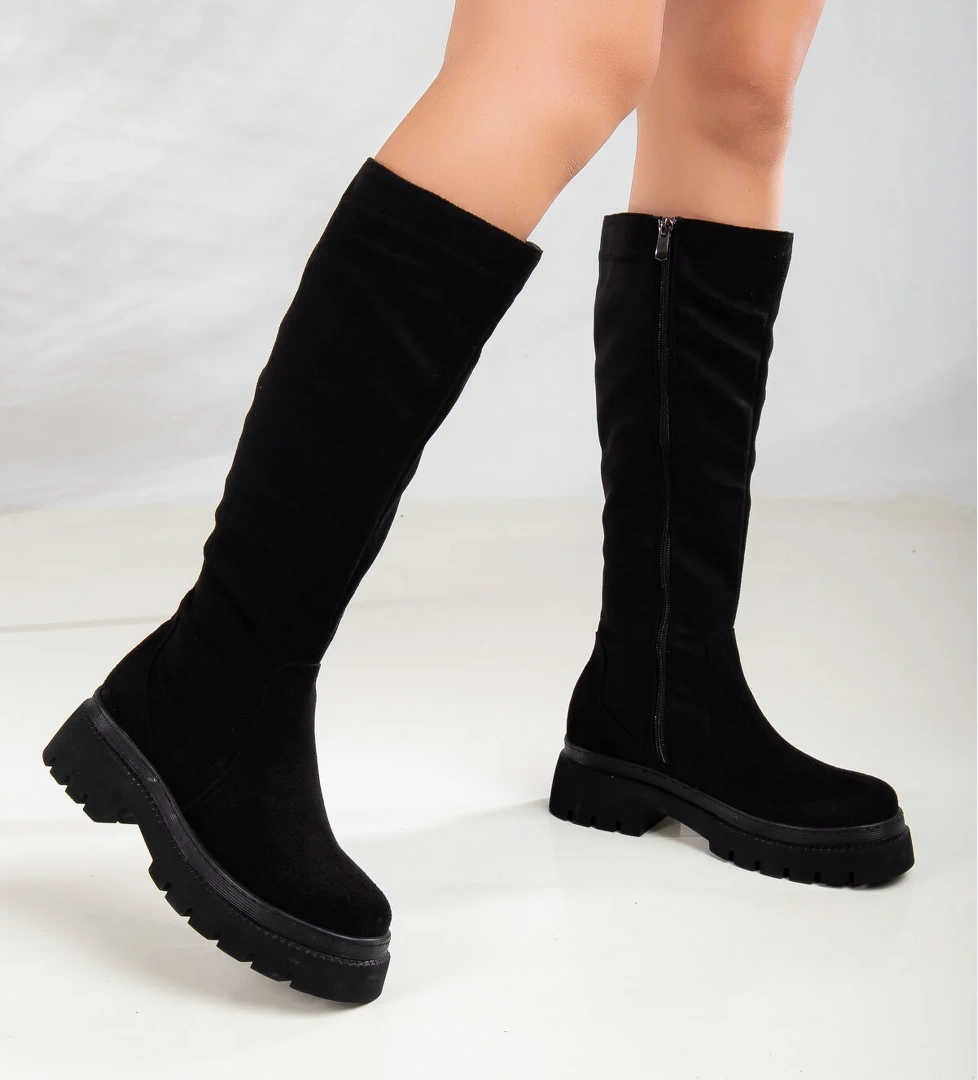 Daxtors Daxtors D9500 Garantili Ürün Soğuk Geçirmez Kadın Kışlık Çizme_Siyah-Süet Bot | Flo Siyah - 1. görsel