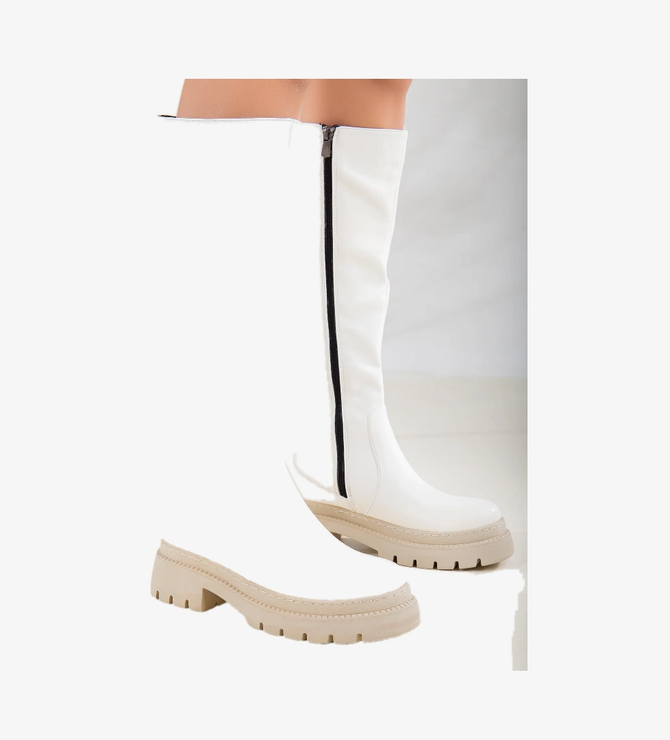 D9500 Garantili Ürün Soğuk Geçirmez Kadın Kışlık Çizme_Beyaz