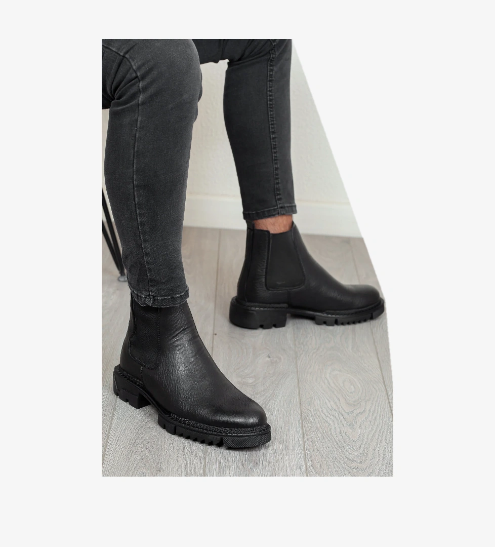 Daxtors D111 Garantili Ürün Soğuk Geçirmez Ortopedik Erkek Bot Kışlık Bot_siyah model görseli