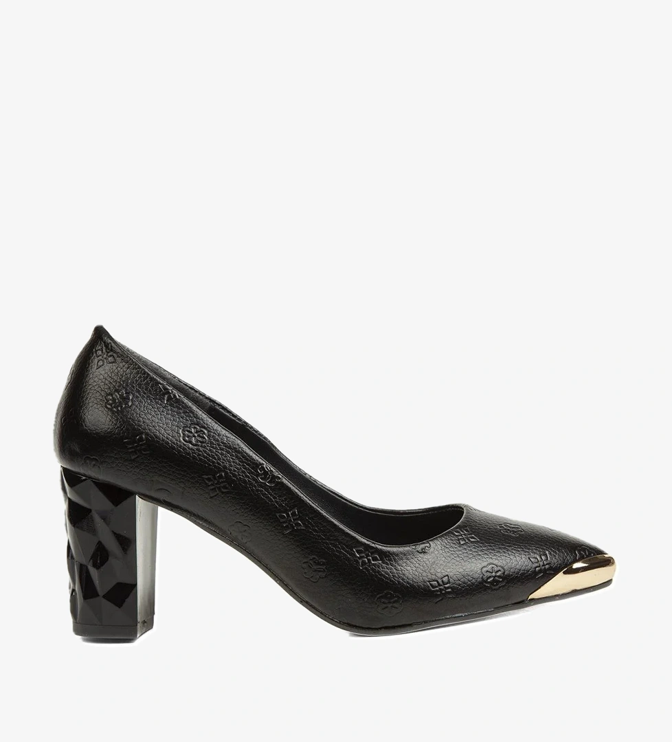 ® | PC-51752-3478 Siyah Desen - Kadın Topuklu Ayakkabı - Görsel 1