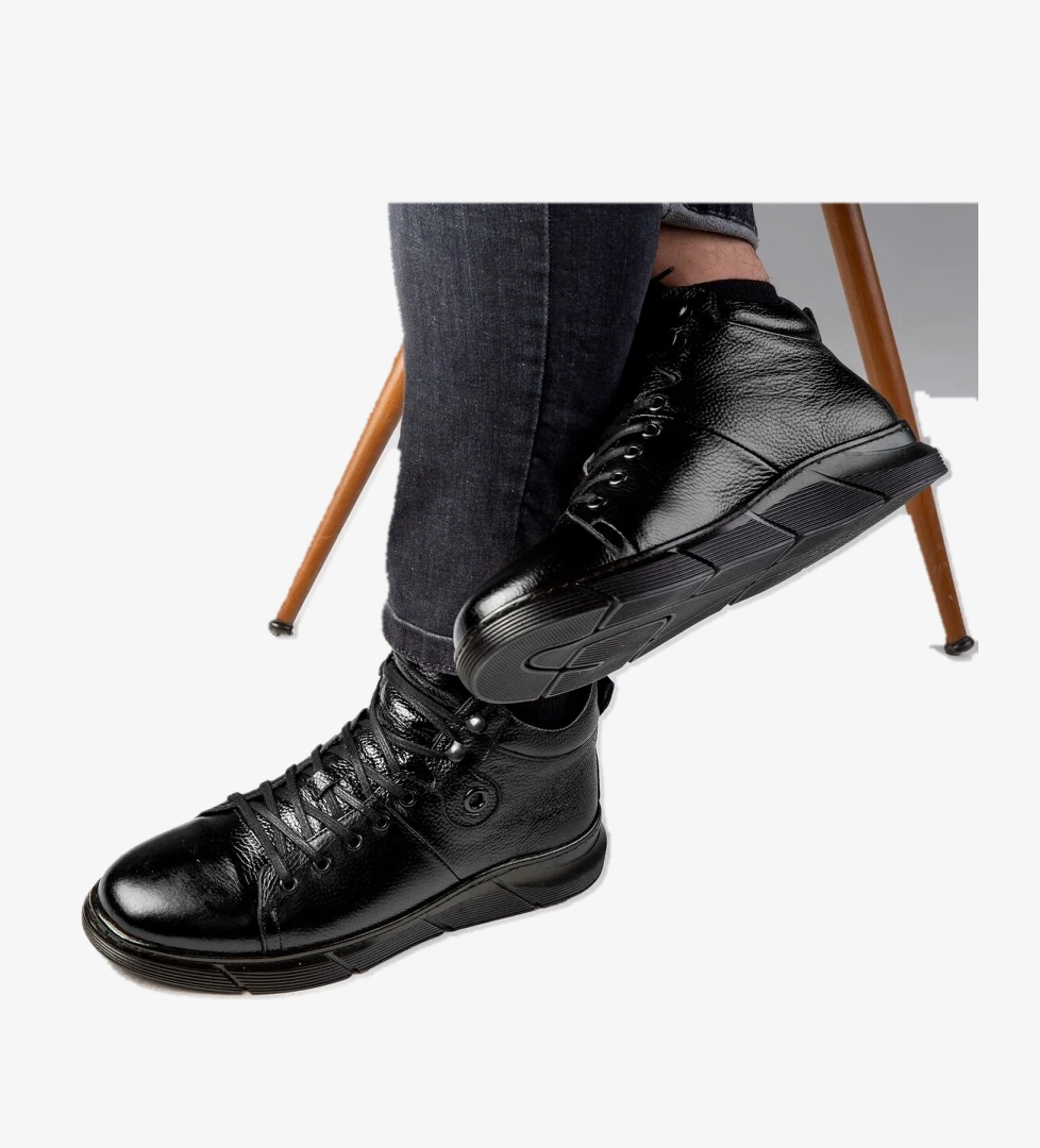 Ranne Hakiki Deri Bağcıklı Kauçuk Taban Erkek Bot