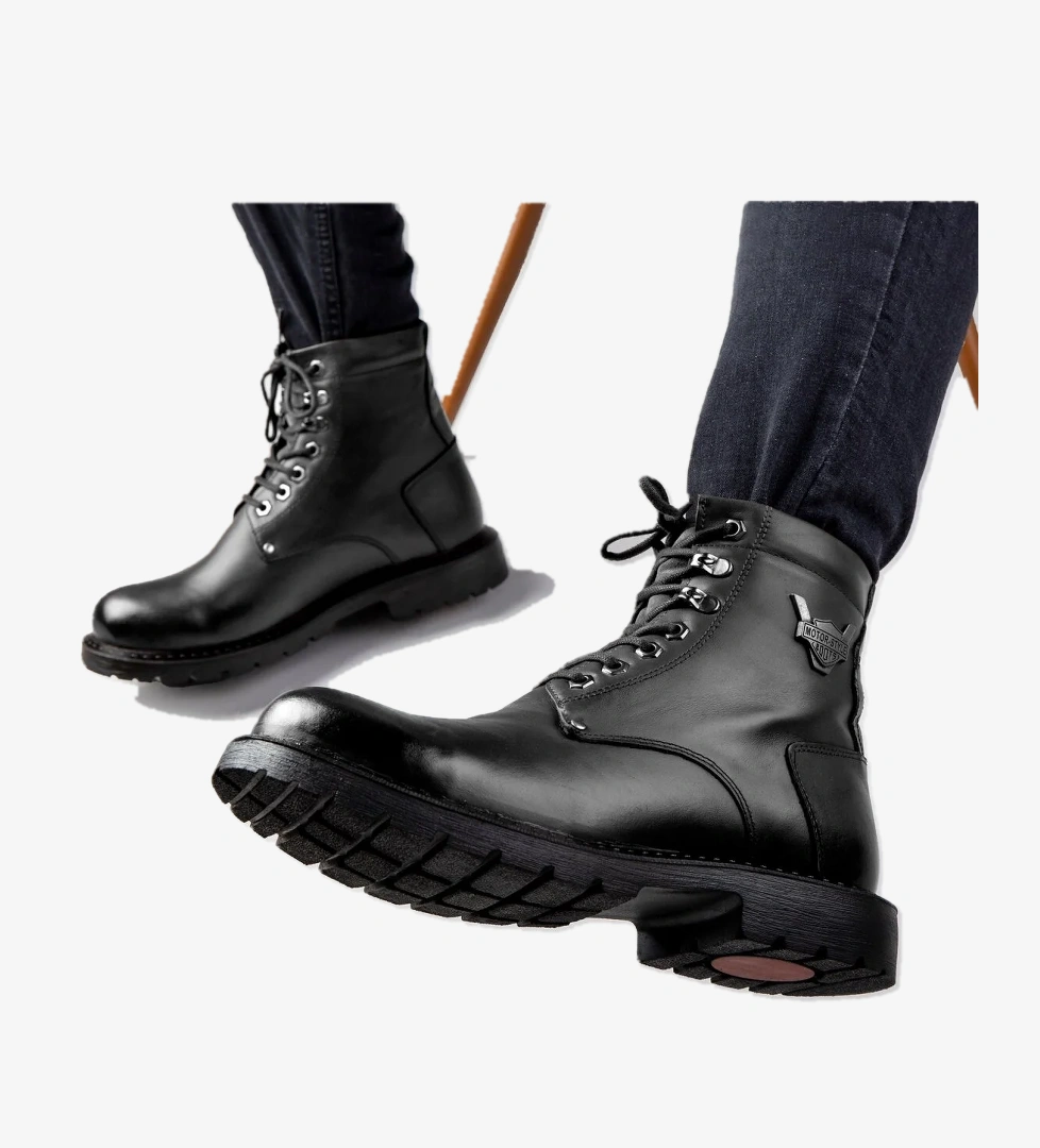 Ducavelli Glaz Hakiki Deri Erkek Bağcıklı Postal Bot, Harley Bot - Görsel 1