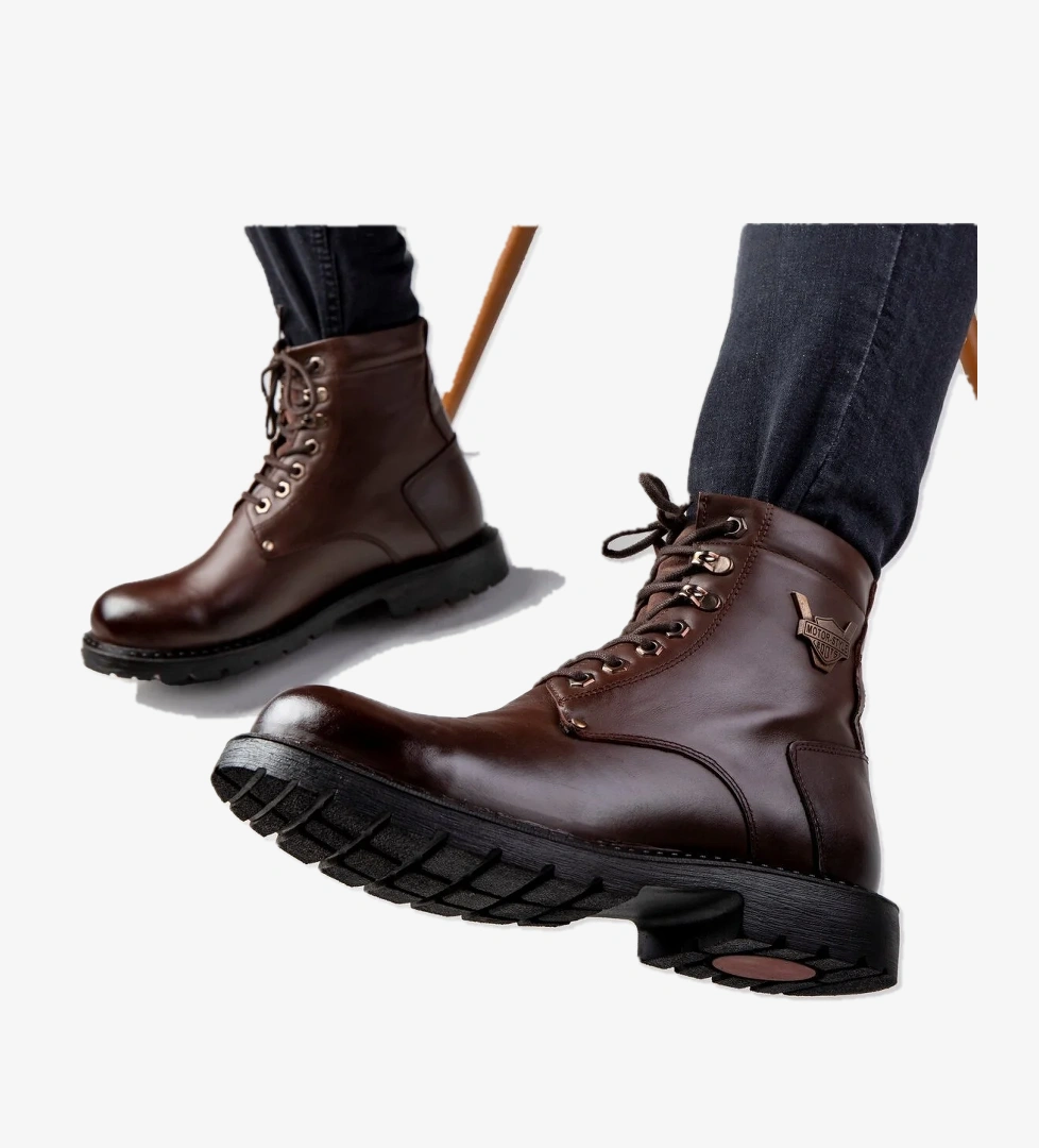 Glaz Hakiki Deri Erkek Bağcıklı Postal Bot, Harley Bot