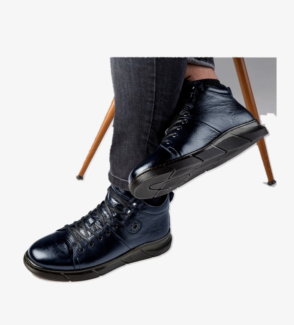 Ranne Hakiki Deri Bağcıklı Kauçuk Taban Erkek Bot