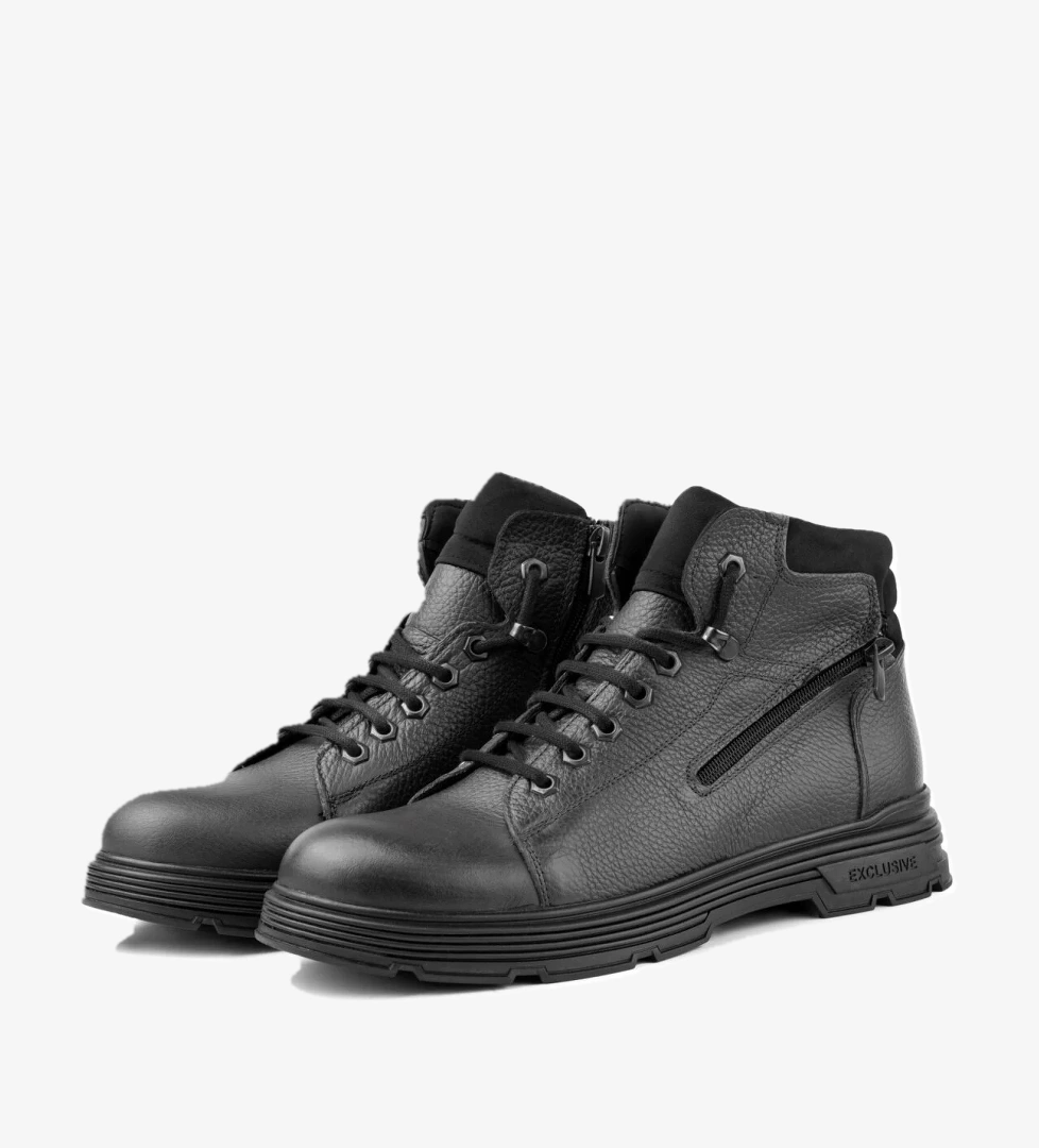 Ducavelli Ankle Hakiki Deri Bağcıklı Kauçuk Taban Erkek Bot, Fermuarlı Bot model görseli