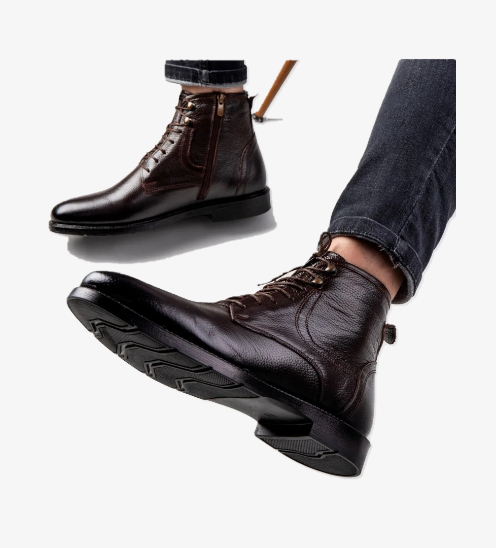 Ducavelli Rico Hakiki Deri Bağcıklı Kauçuk Taban Erkek Bot, Erkek Günlük Bot