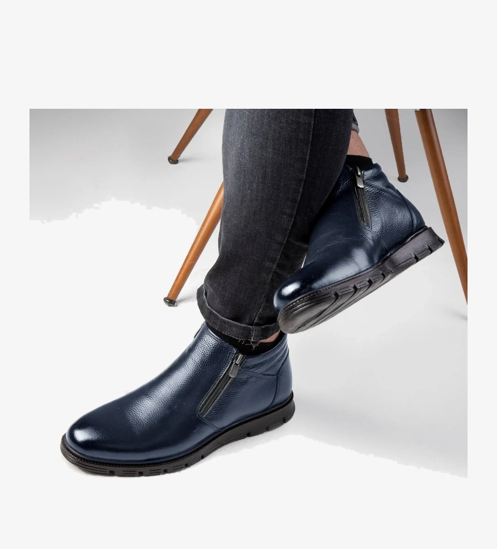 Moyna Hakiki Deri Kauçuk Taban Erkek Kürklü Bot, İçi Kürklü Bot