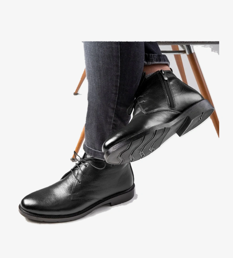 Jaka Hakiki Deri Kauçuk Taban Uzun Erkek Bot, Boğazlı Bot, Postal - Görsel 1