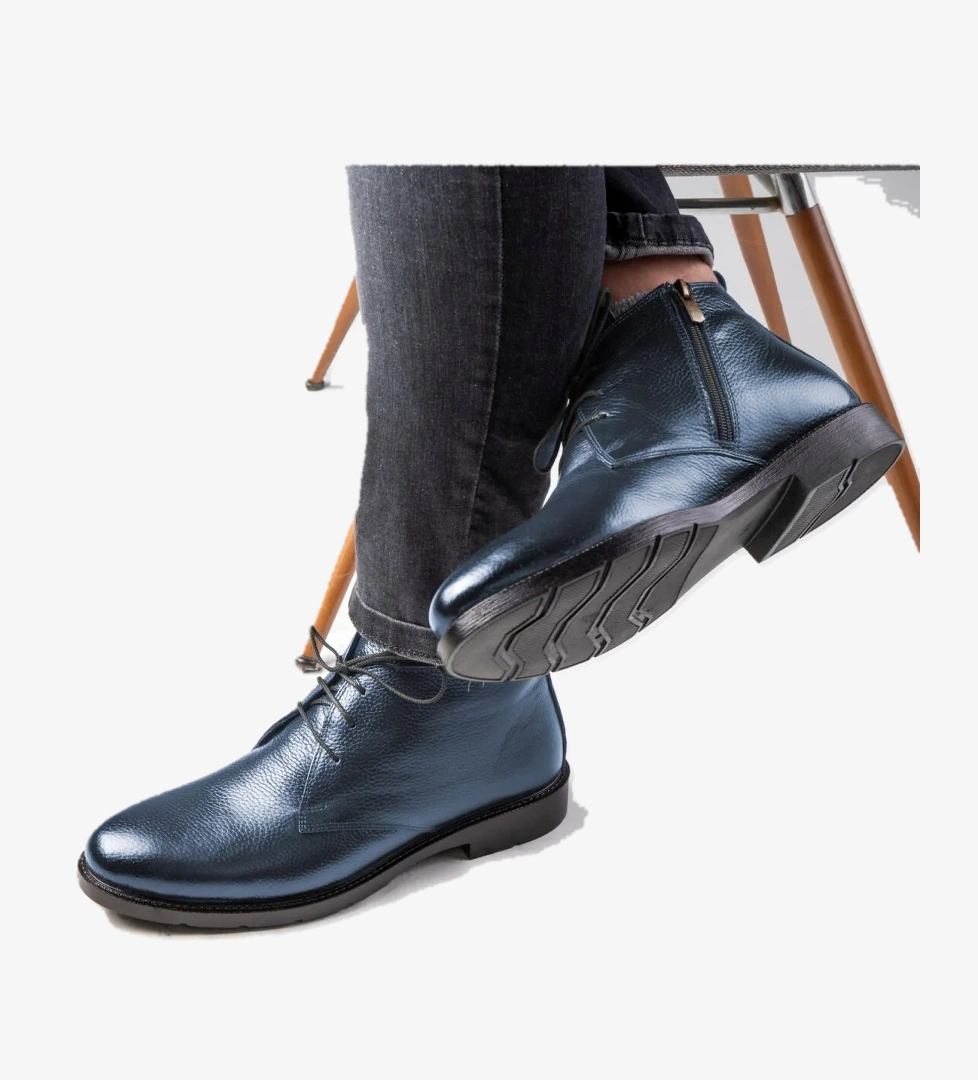 Jaka Hakiki Deri Kauçuk Taban Uzun Erkek Bot, Boğazlı Bot, Postal