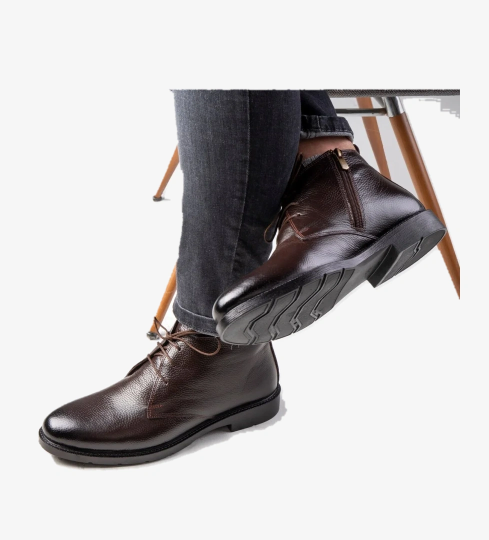 Ducavelli Jaka Hakiki Deri Kauçuk Taban Uzun Erkek Bot, Boğazlı Bot, Postal