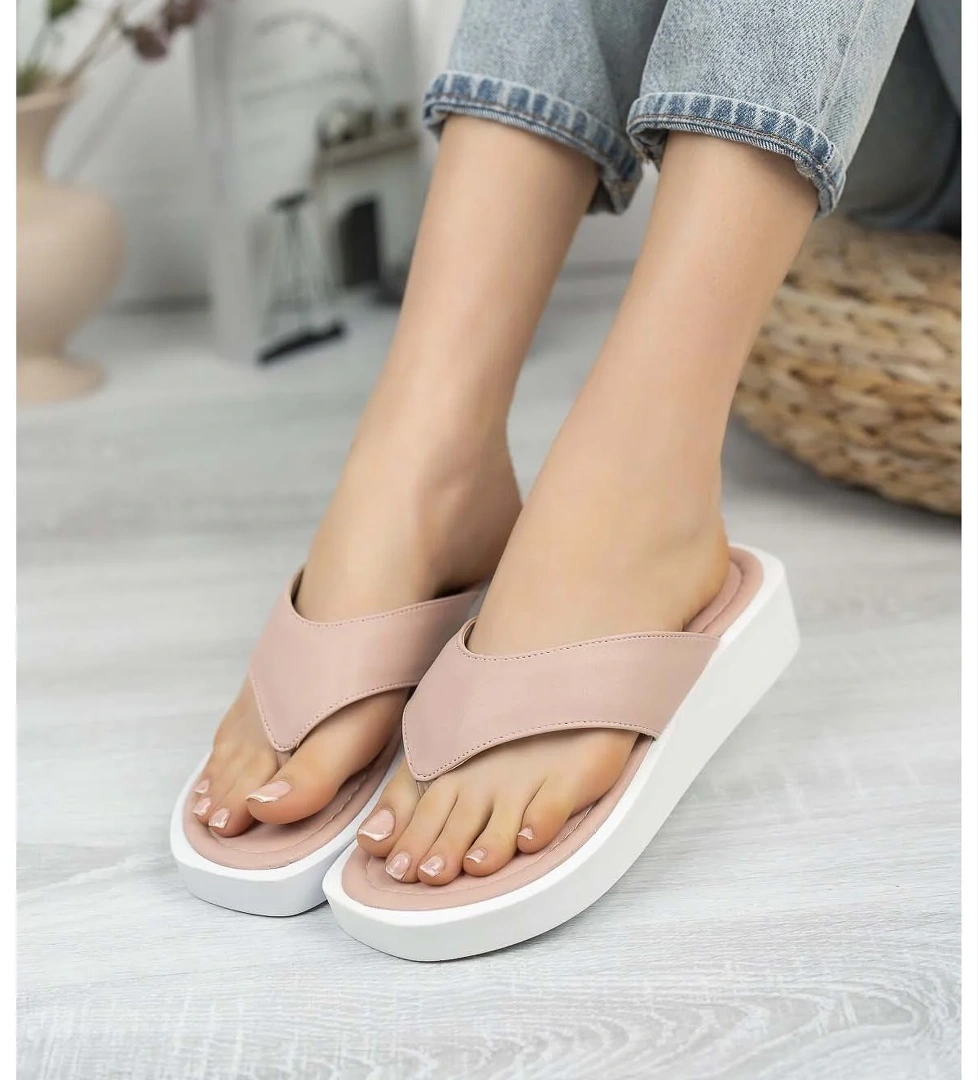 Kadın Garantili Hafif Esnek Poli Taban Parmak Arası Günlük Terlik PPL.5000 Pudra