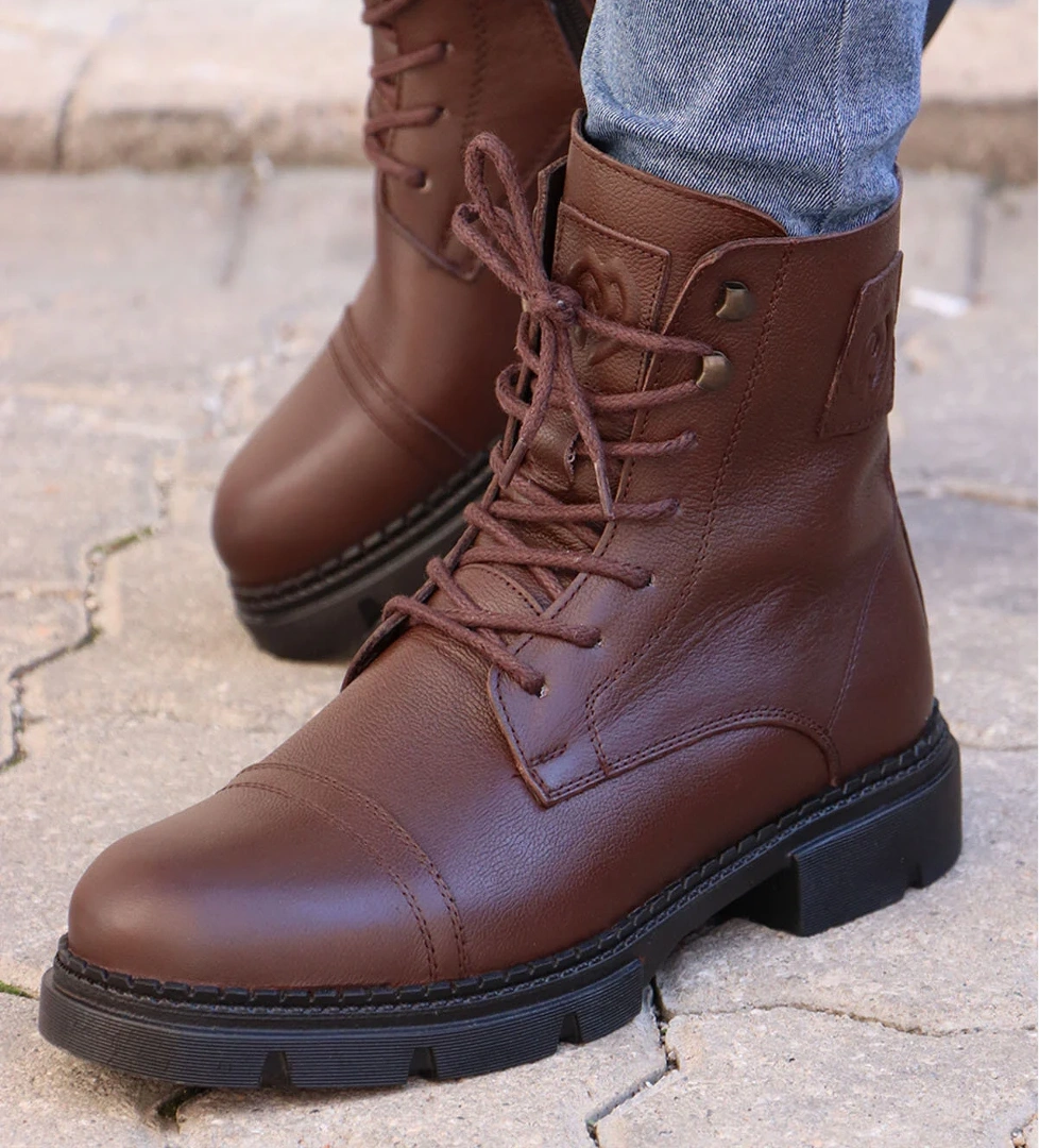 212-4426 Hakiki Deri Fermuarlı Erkek Postal Bot - Görsel 1