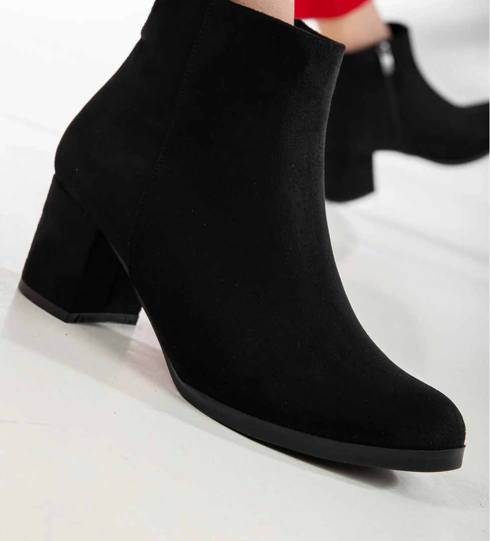 D0520 Garantili Kadın Soğuk Geçirmez Fermuarlı Bot_Siyah-Süet