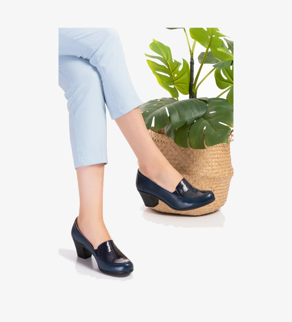 Gondol Hakiki Deri Rahat Klasik Topuklu Ayakkabı vdt.206 - Görsel 1