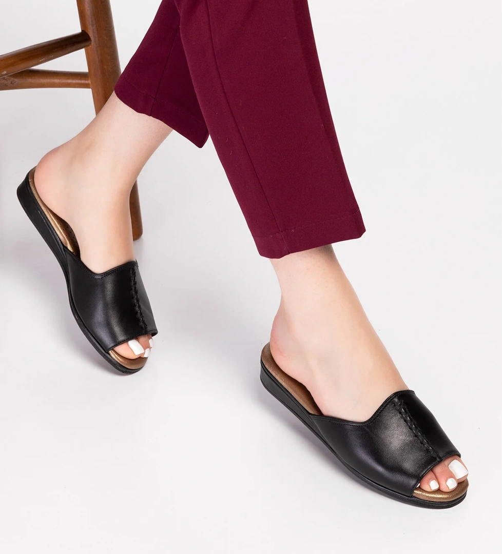 Gondol Kadın Hakiki Deri Şık Rahat Ev Terliği kayaş.132 - Görsel 1