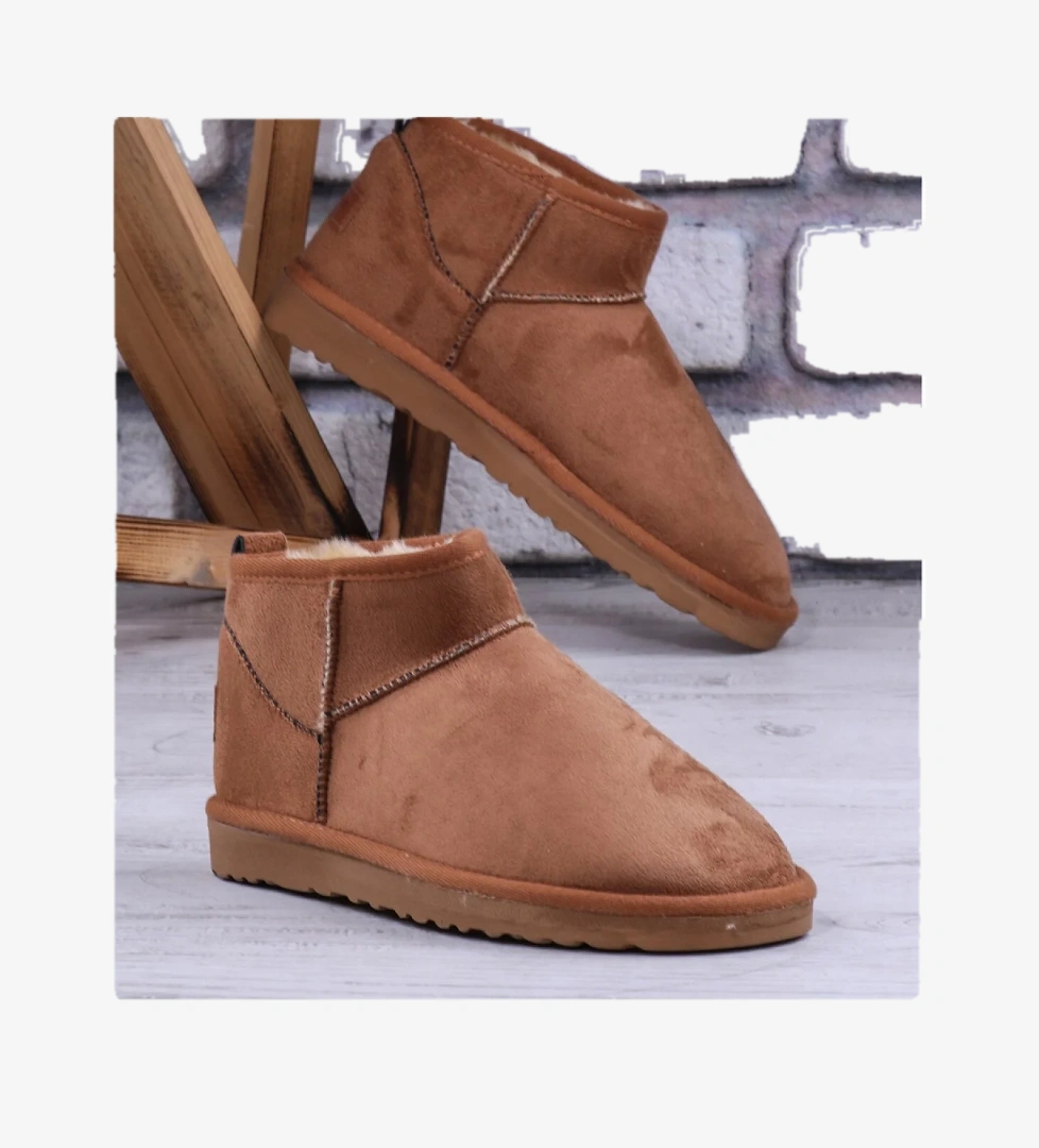 Pierre Cardin Ug Kısa Süet Kadife Kadın Bot Kışlık Siyah Taba model görseli