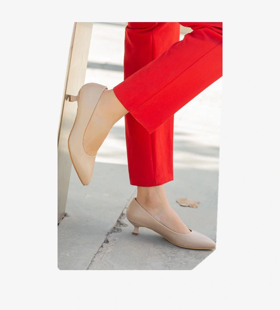 Kadın Topuklu Ayakkabı BEJ CİLT