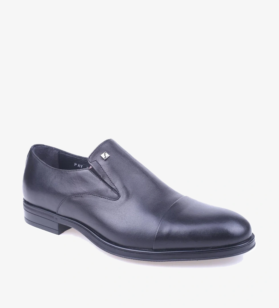 Fosco 2906 Erkek Siyah Hakiki Deri Bağcıksız Klasik Ayakkabı model görseli