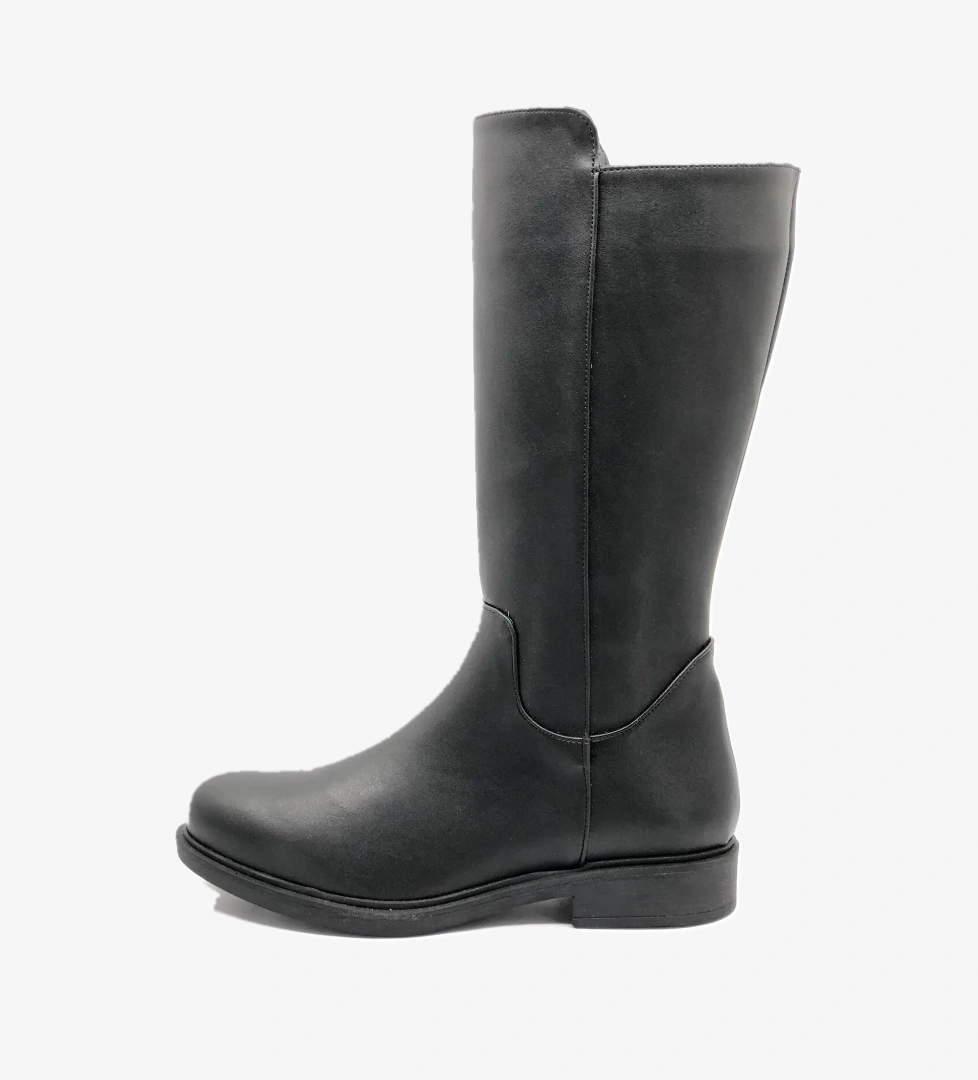 Kocamanlar Ayakdaş Diz Altı Siyah-Cilt Düz Taban Kadın Çizme model görseli