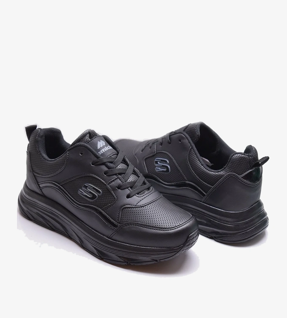 8888 Full Ortopedik Siyah Beyaz Yüksek Taban Kadın Spor Ayakkabı SUYA DAYANIKLI