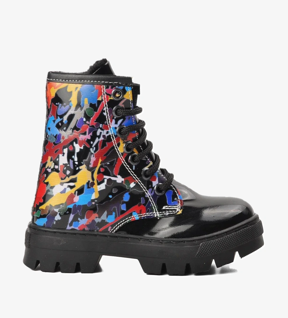 Arz 2301001-P Siyah Rugan İçi Kürklü Fermuarlı Çocuk Bot