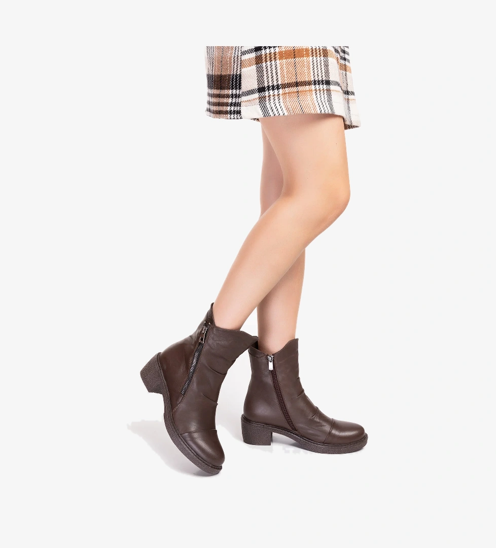 Gondol Hakiki Deri Sıcak İç Astar Fermuarlı Bot ell.3846