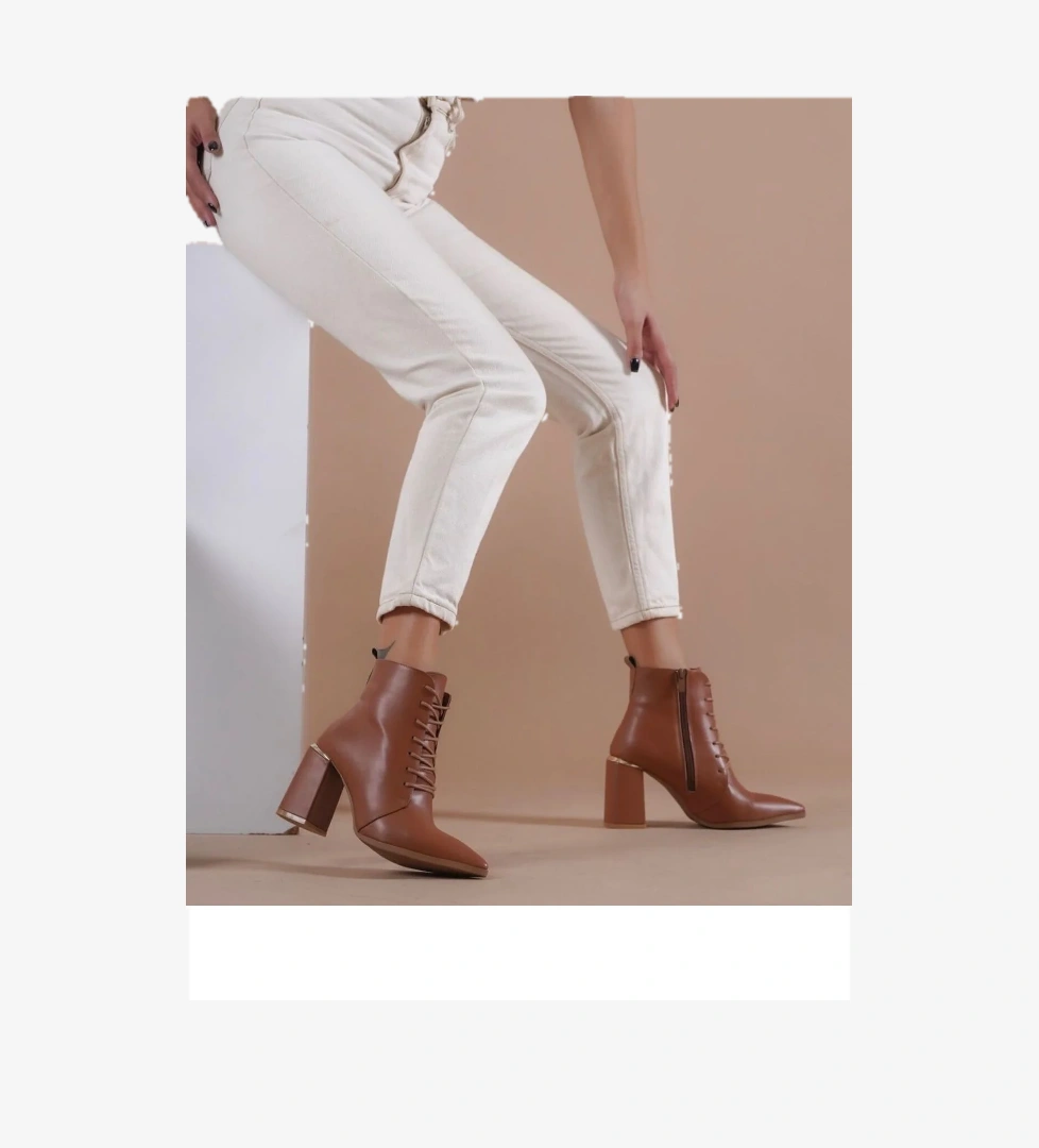 Feles Bağcıklı Kadın Topuklu Bot model görseli