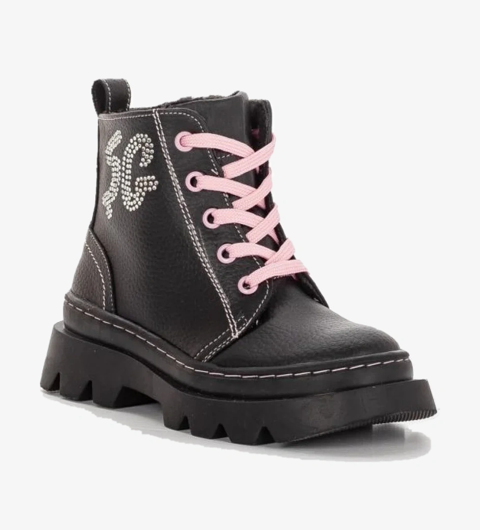 Şiringenç 6771F Deri Postal Anatomik Kız Çocuk Bot Siyah Pembe - Görsel 1