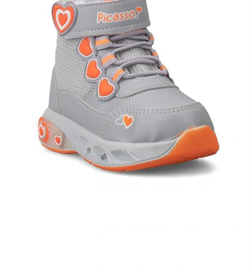 Picasso Kids 094 Deri Bebe Sneaker Bot Gri Turuncu model görseli