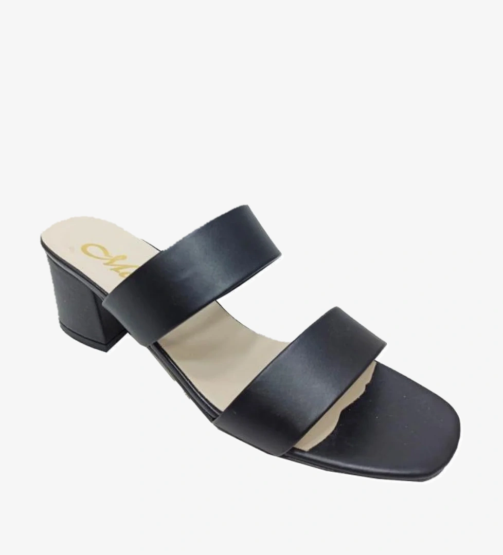 Mengı 5499 Deri Kalın Topuklu Fashion Kadın Terlik - Görsel 1