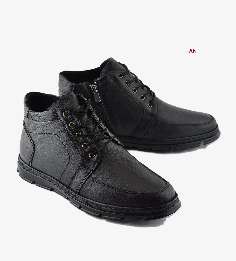 225 Hakiki Deri Ortopedik Kaymaz Taban Erkek Bot Ayakkabı Kauçuk Taban - Görsel 1