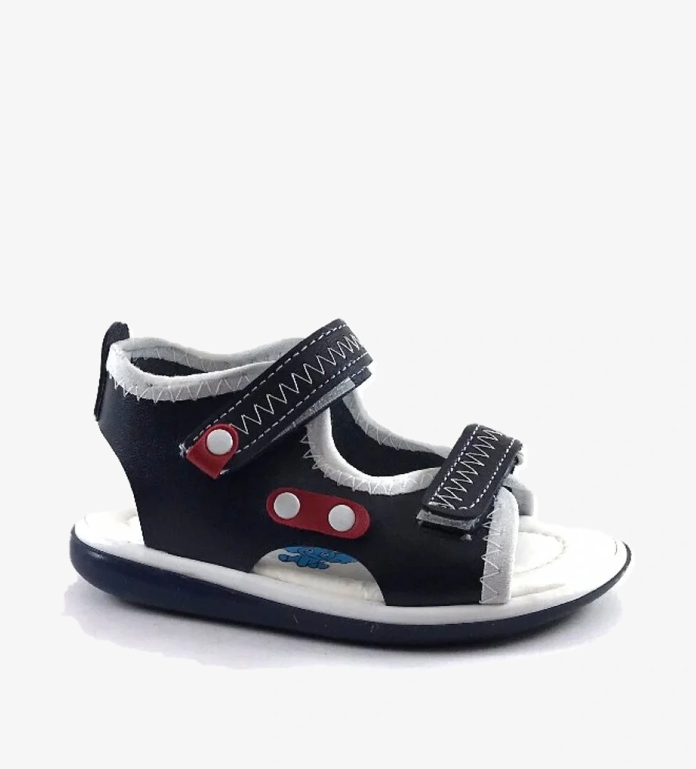 Lacivert Beyaz Erkek Çocuk Bebe Sandalet Ayakkabı - Görsel 1