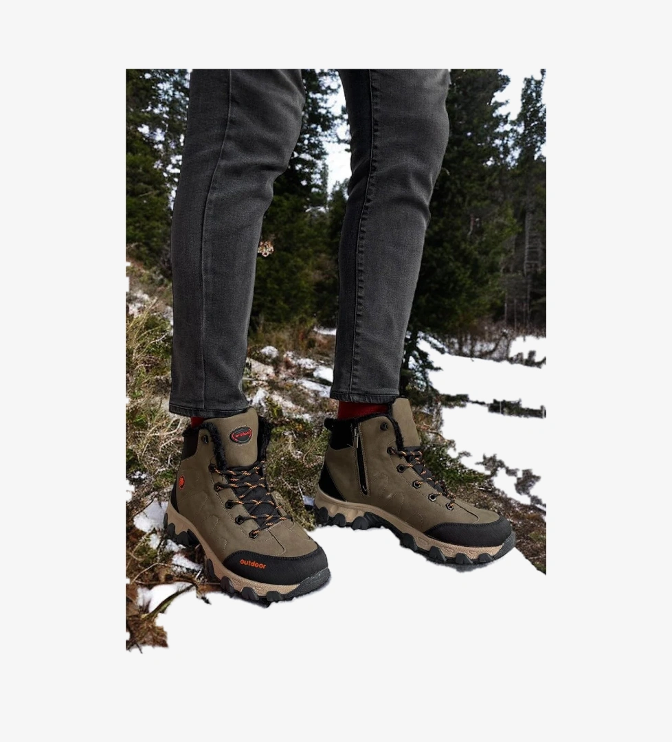 Liger Soğuk Geçirmez Unisex Uzun Outdoor Trekking Bot Ayakkabı VİZON